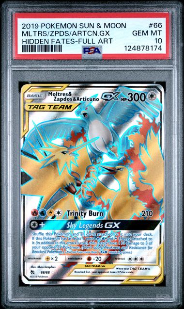 Moltres & Zapdos & Articuno GX - Hidden Fates - PSA 10