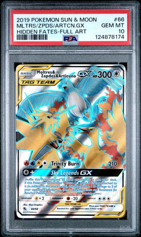 Moltres & Zapdos & Articuno GX - Hidden Fates - PSA 10